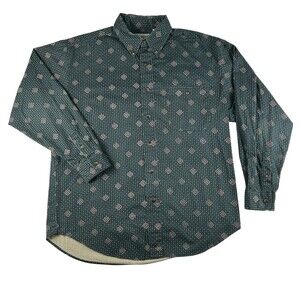 Vintage Bugle Boy Company Shirt Mens Large Geometric Pattern Button Up 90s AOP